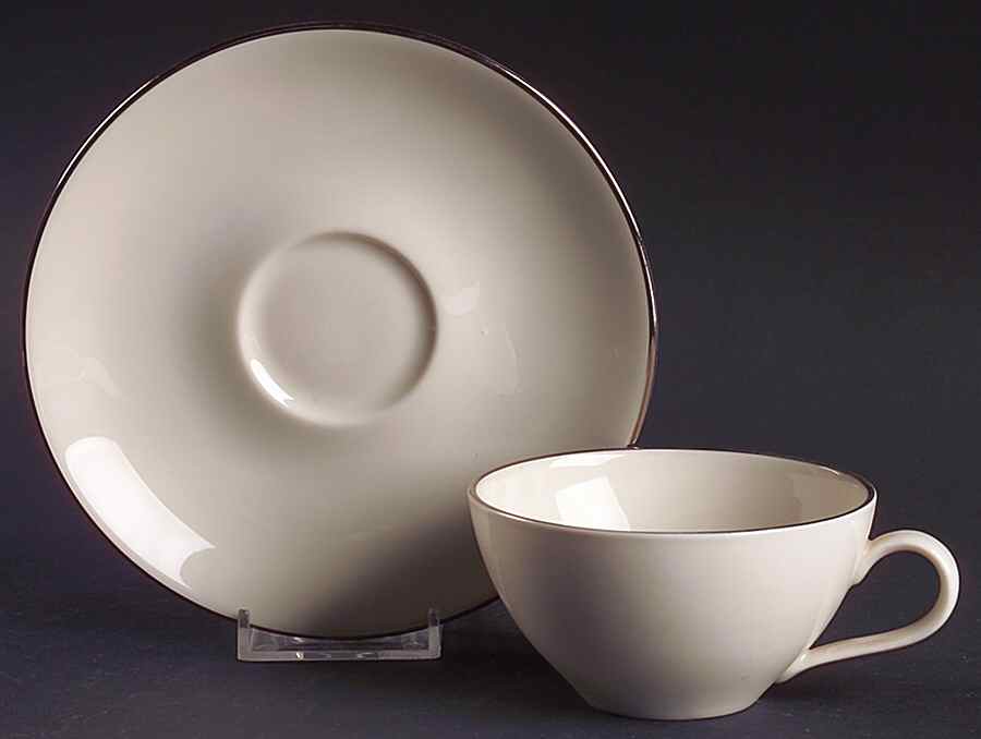 Symmetra (Platinum) Flat Cup & Saucer Set by Castleton (USA)-1