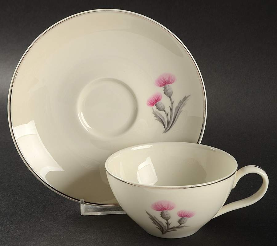 Thistle Flat Cup & Saucer Set by Castleton (USA)-1