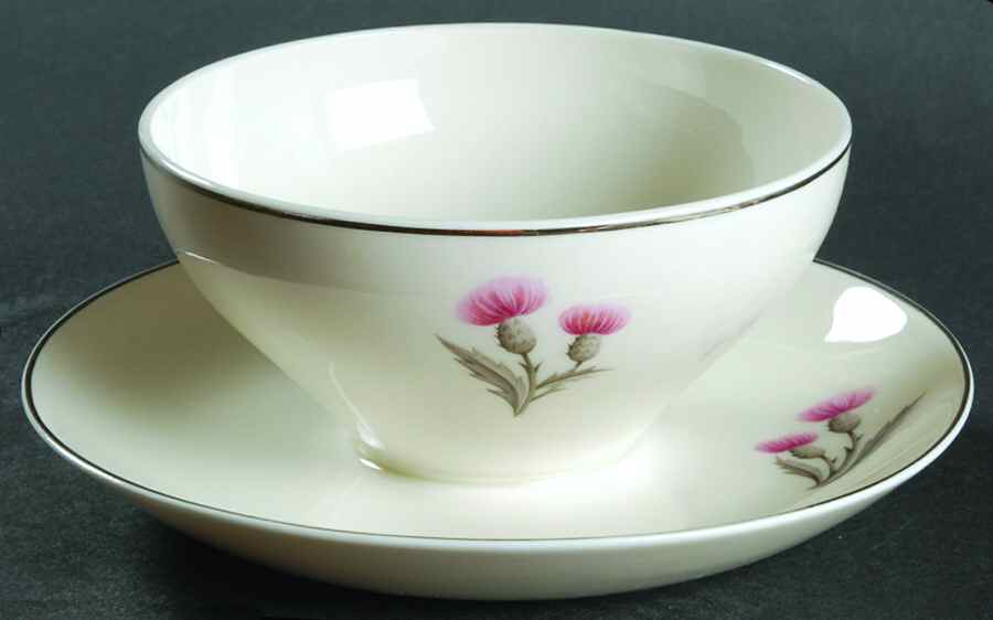 Thistle Gravy Boat with Attached Underplate by Castleton (USA)-1
