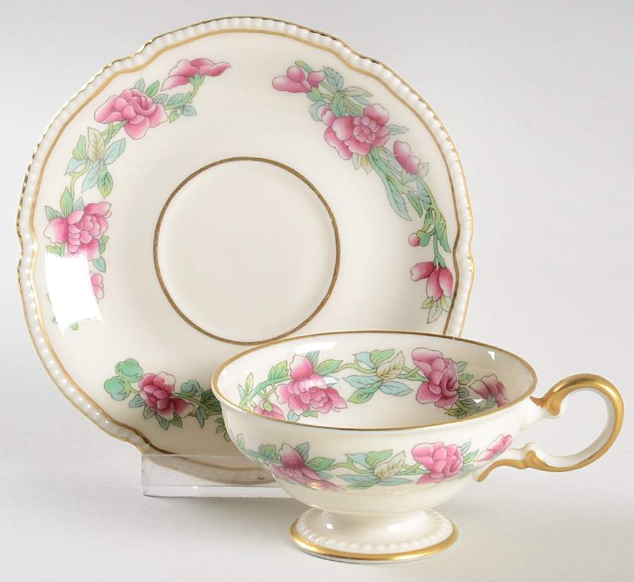 Tree of India Footed Demitasse Cup & Saucer Set by Castleton (USA)-1