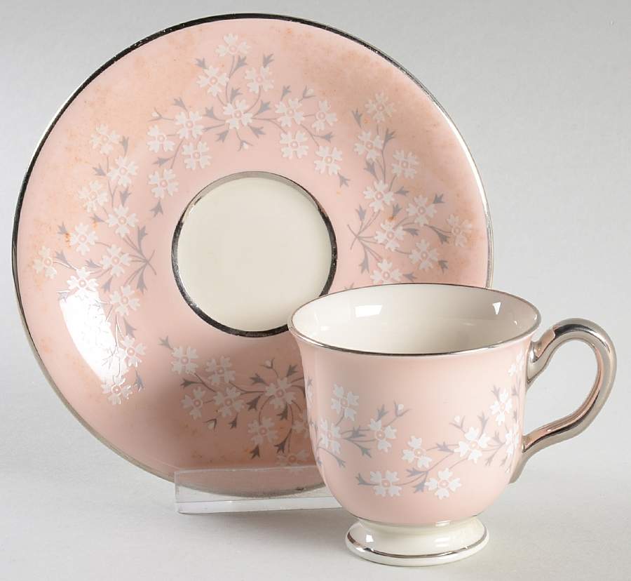 Trousseau Footed Demitasse Cup & Saucer Set by Castleton (USA)-1