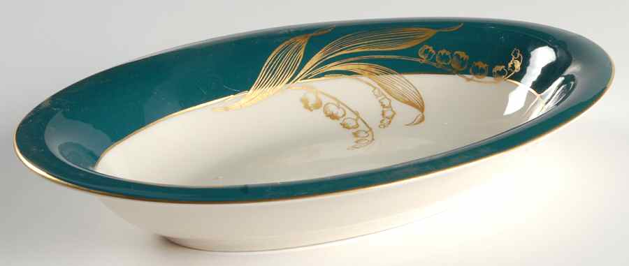 Valmere Green 10" Oval Vegetable Bowl by Castleton (USA)-1