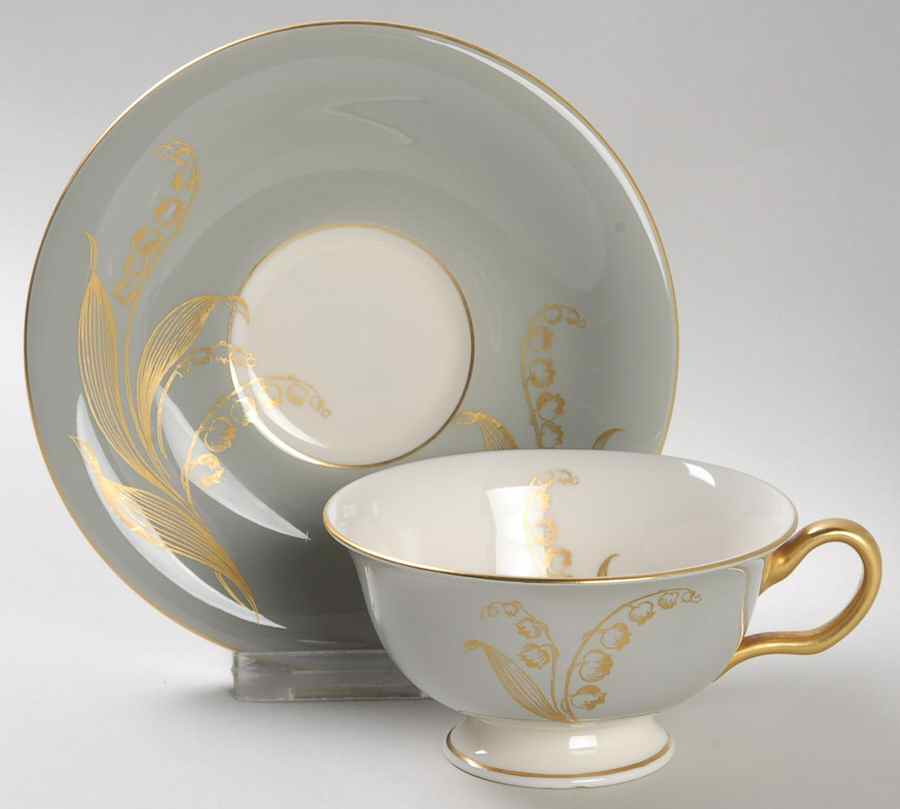 Valmere Grey Footed Cup & Saucer Set by Castleton (USA)-1