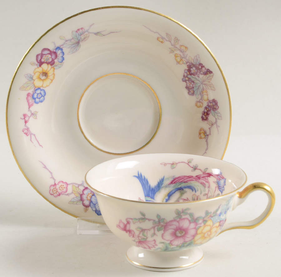 Venetian Footed Cup & Saucer Set by Castleton (USA)-1