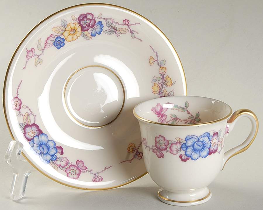 Venetian Footed Demitasse Cup & Saucer Set by Castleton (USA)-1