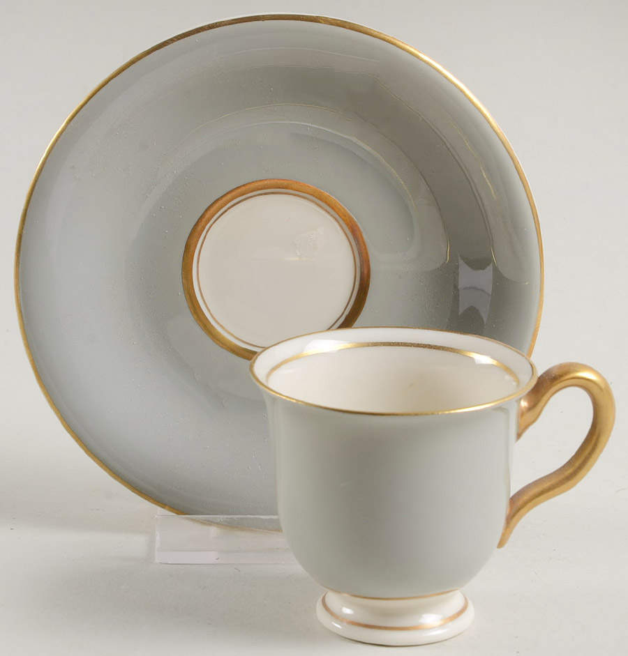 Windermere Grey Footed Demitasse Cup & Saucer Set by Castleton (USA)-1