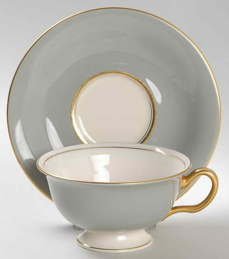 Windermere Grey Footed Cup & Saucer Set by Castleton (USA)-1