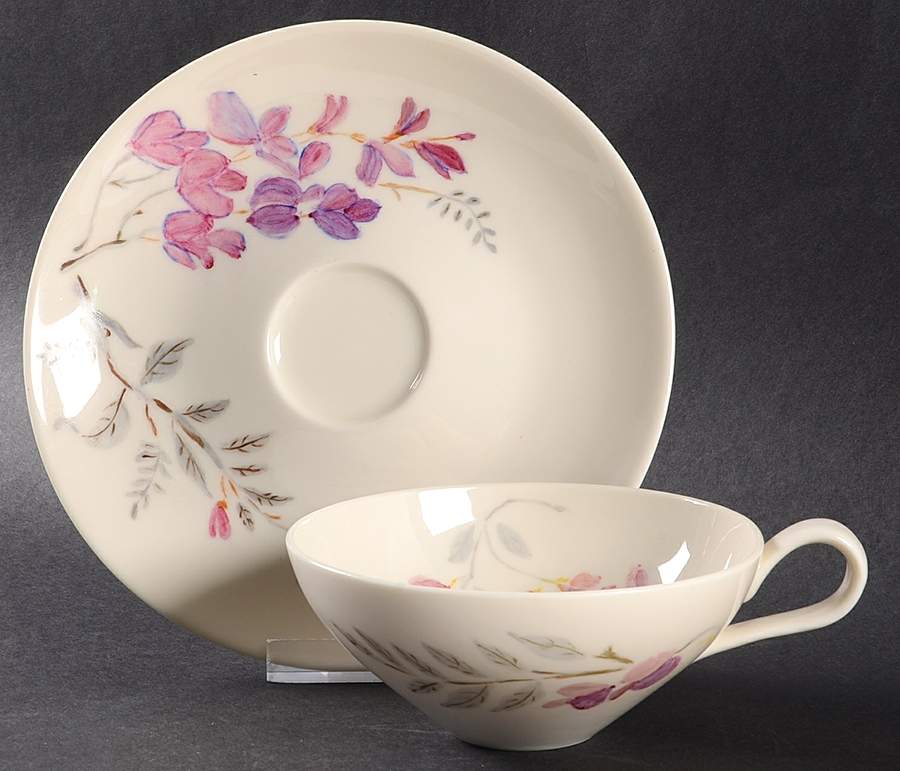 Wisteria Flat Cup & Saucer Set by Castleton (USA)-1