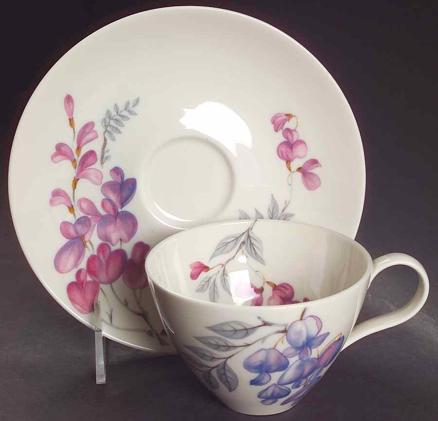 Wisteria Flat Cup & Saucer Set by Castleton (USA)-1