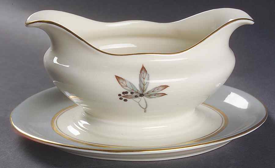 Woodmere Gravy Boat with Attached Underplate by Castleton (USA)-1