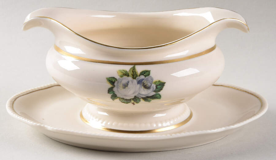 York Rose Gravy Boat with Attached Underplate by Castleton (USA)-1
