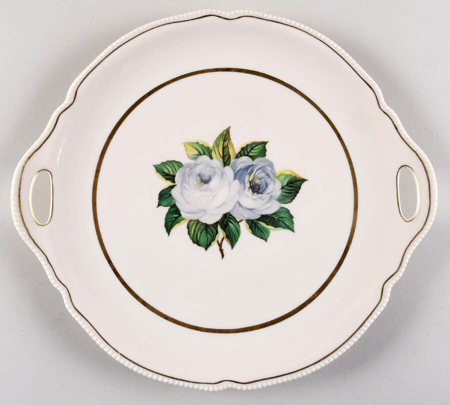 York Rose Handled Cake Plate by Castleton (USA)-1
