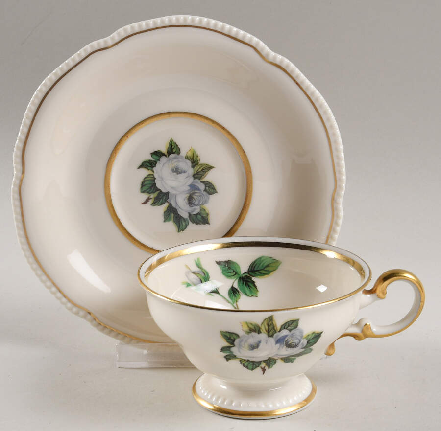 York Rose Footed Cup & Saucer Set by Castleton (USA)-1