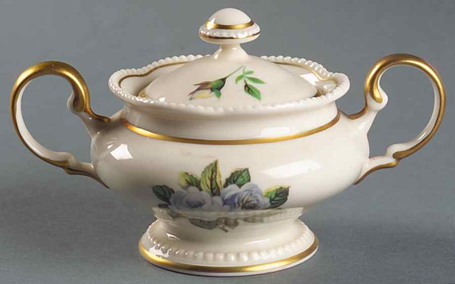 York Rose Sugar Bowl & Lid by Castleton (USA)-1