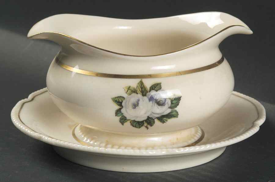 York Rose Gravy Boat with Attached Underplate by Castleton (USA)-1