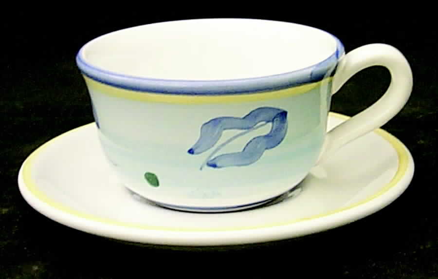 Azzurro Flat Cup & Saucer Set by Caleca-1