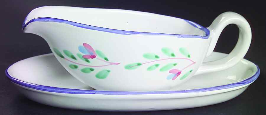 Blue Garland Gravy Boat & Underplate by Caleca-1