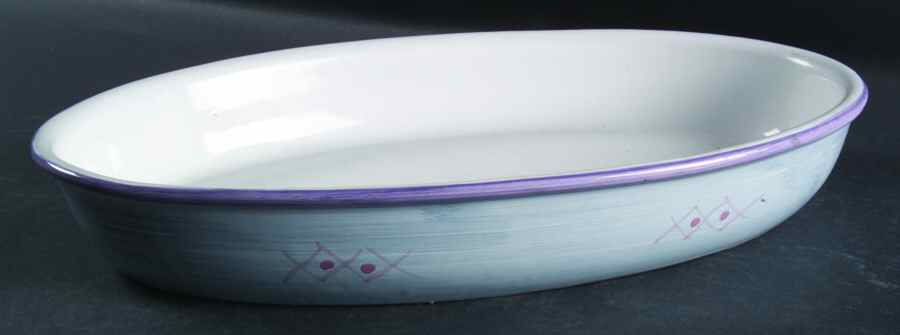 Marina (Blue&Lavender) 13" Oval Baker by Caleca-1