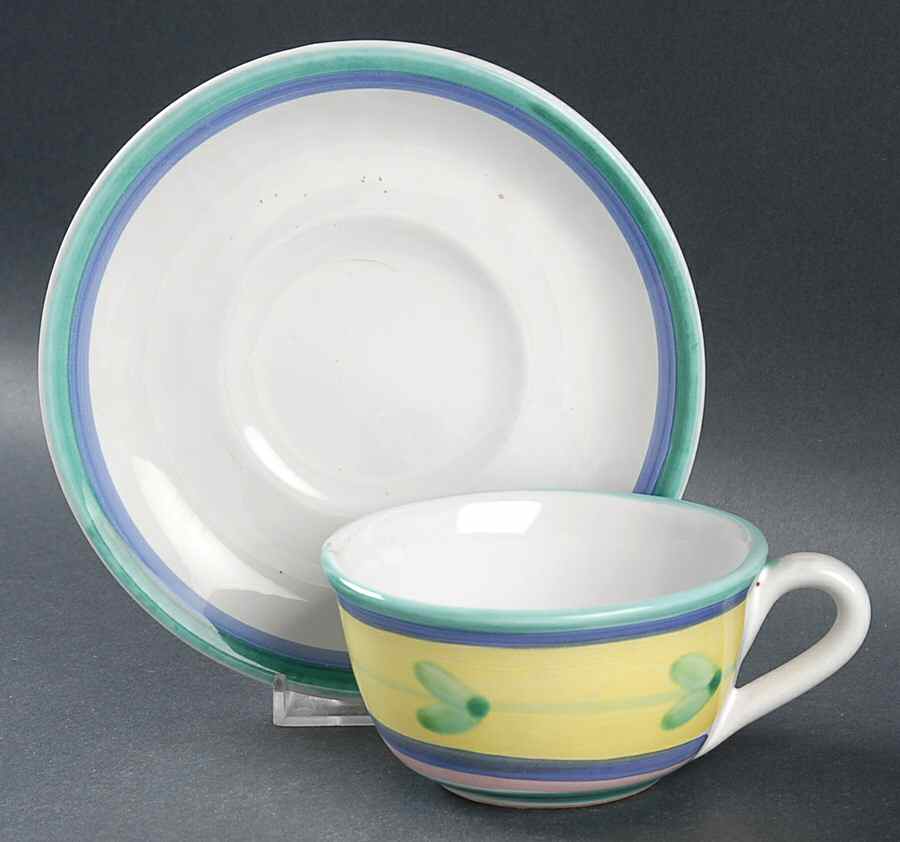 Carousel Flat Cup & Saucer Set by Caleca-1