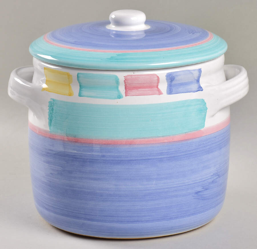 Color Blocks Bean Pot & Lid by Caleca-1