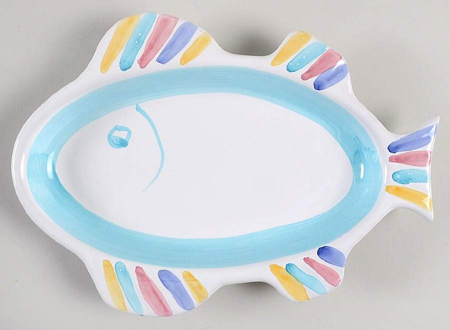 Color Blocks 9" Fish Plate by Caleca-1