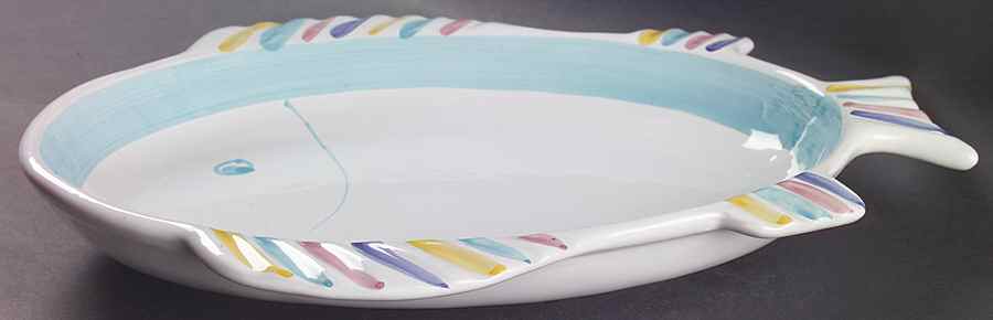 Color Blocks 15" Fish Platter by Caleca-1