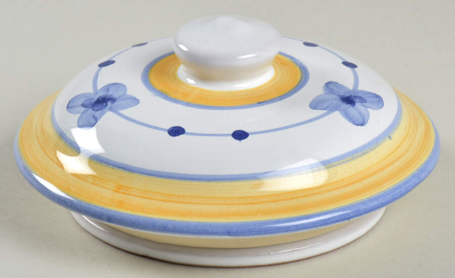 Marina (Blue&Yellow) Lid for Small Canister by Caleca-1