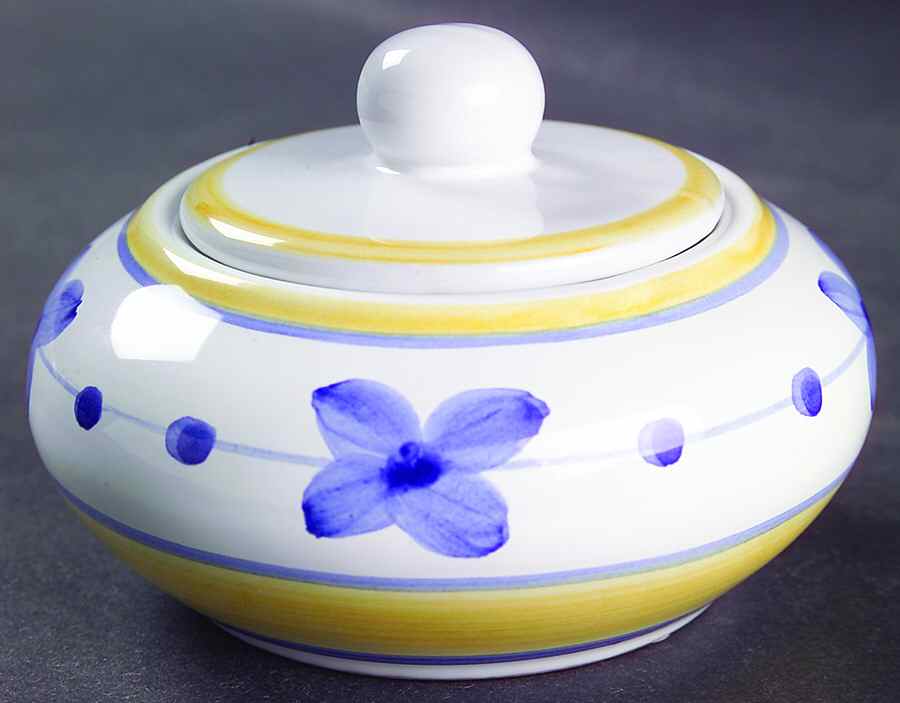 Marina (Blue&Yellow) Sugar Bowl & Lid by Caleca-1