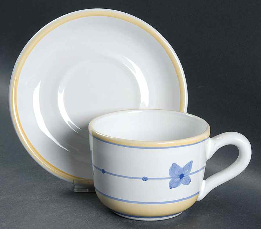 Marina (Blue&Yellow) Oversized Cup & Saucer Set by Caleca-1