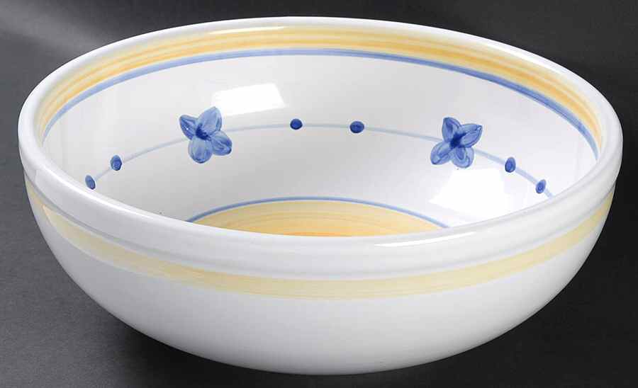 Marina (Blue&Yellow) 10" Large Salad Serving Bowl by Caleca-1