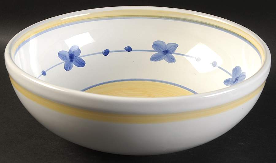 Marina (Blue&Yellow) 10" Round Vegetable Bowl by Caleca-1