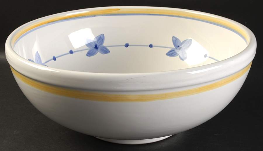 Marina (Blue&Yellow) 13" Large Salad Serving Bowl by Caleca-1