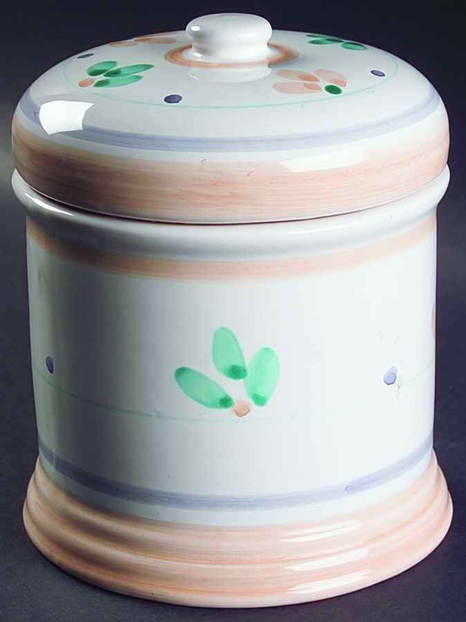 Peach Garland Medium Canister & Lid by Caleca-1