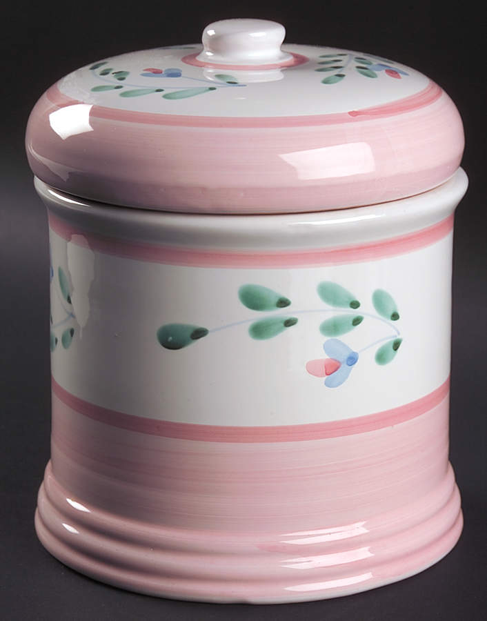 Pink Garland Extra Large Canister & Lid by Caleca-1