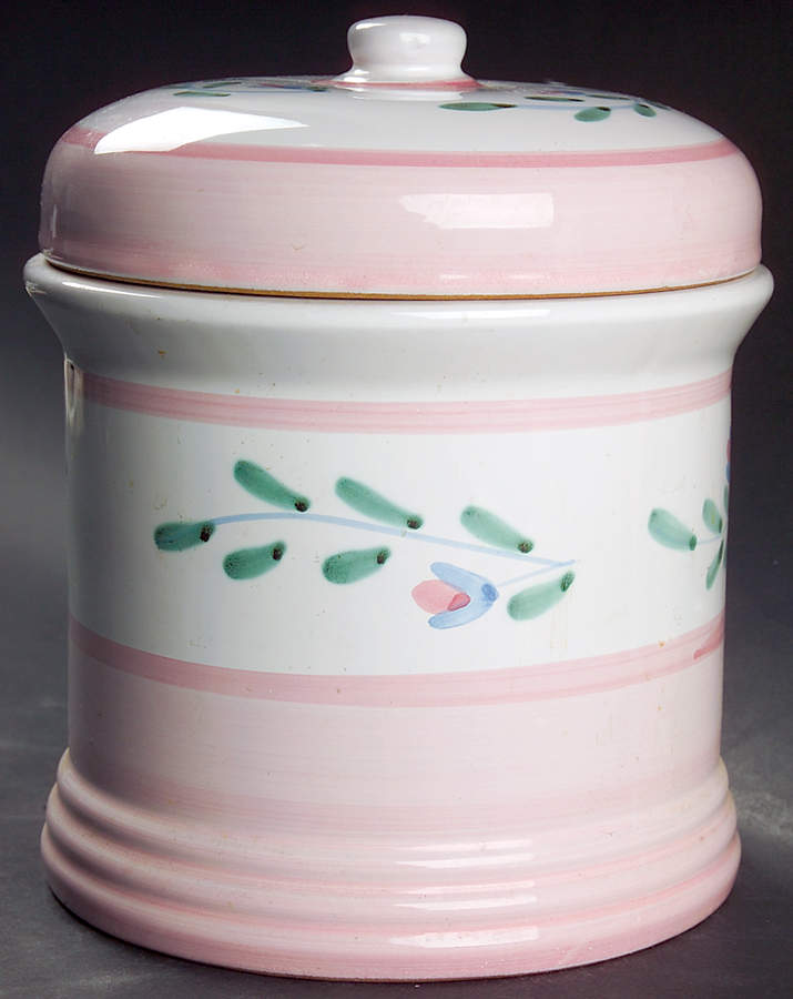 Pink Garland Medium Canister & Lid by Caleca-1