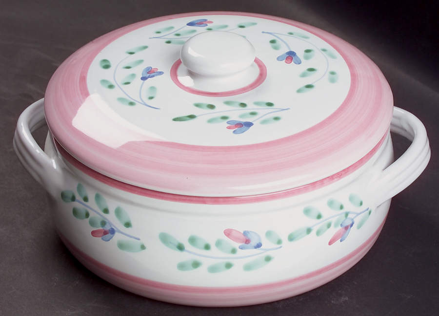 Pink Garland 2 Qt Round Covered Casserole by Caleca-1
