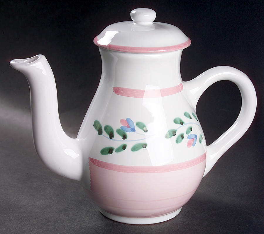 Pink Garland Coffee Pot & Lid by Caleca-1