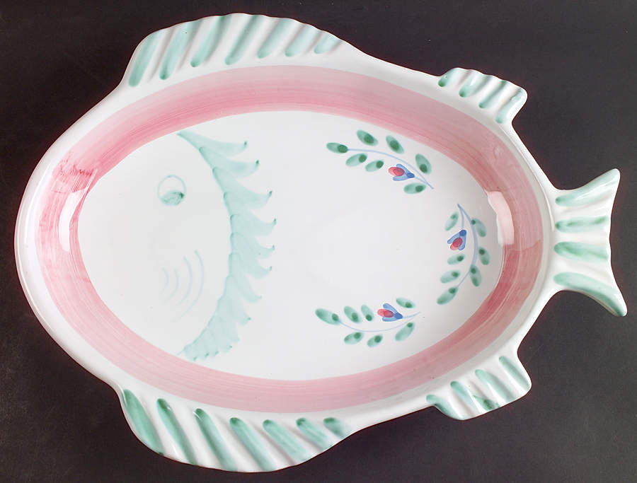 Pink Garland 15" Fish Platter by Caleca-1