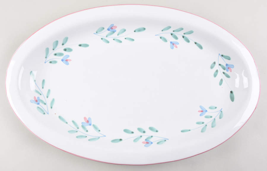 Pink Garland 18" Oval Serving Platter by Caleca-1