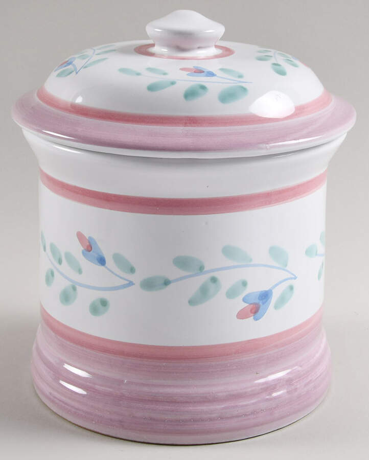 Pink Garland Medium Canister & Lid by Caleca-1