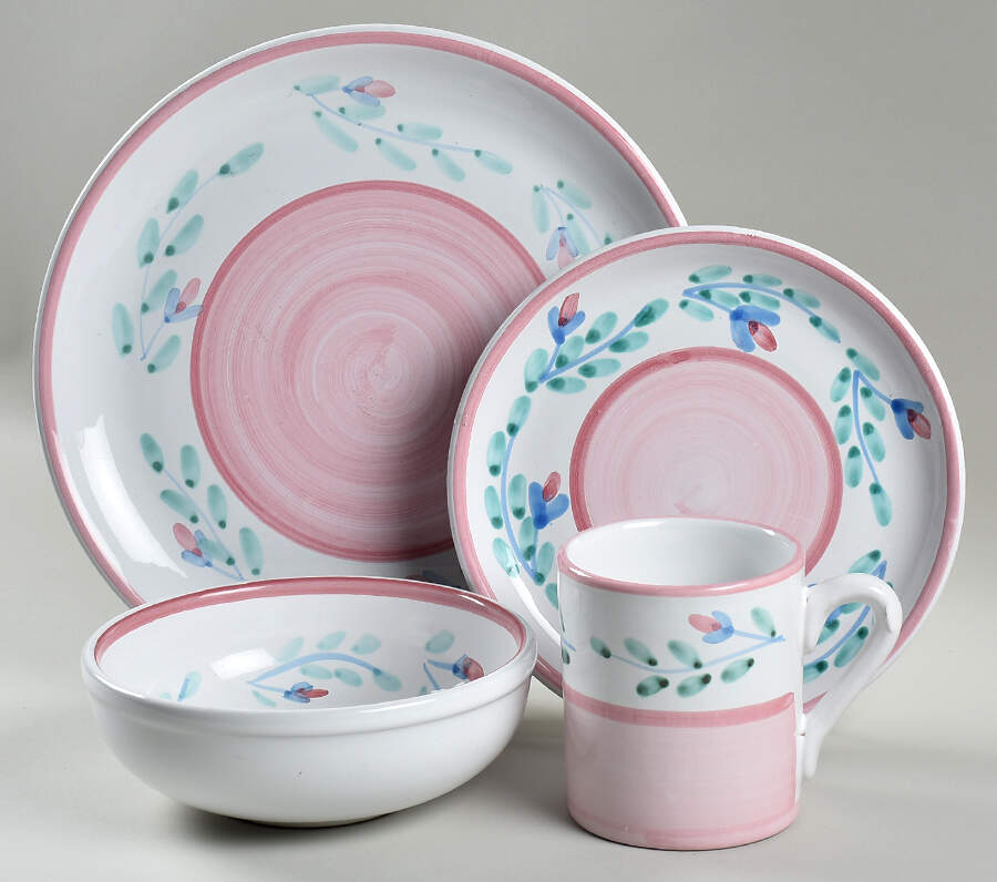 Pink Garland 4 Piece Place Setting by Caleca-1