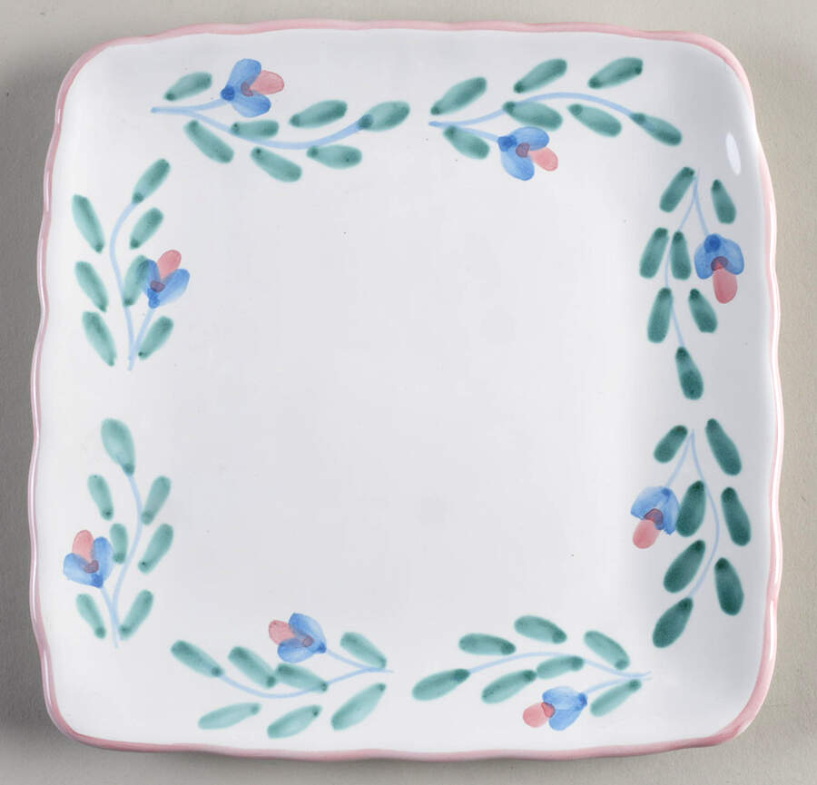 Pink Garland 8" Square Tray by Caleca-1
