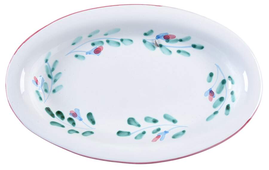 Pink Garland 10" Oval Serving Platter by Caleca-1