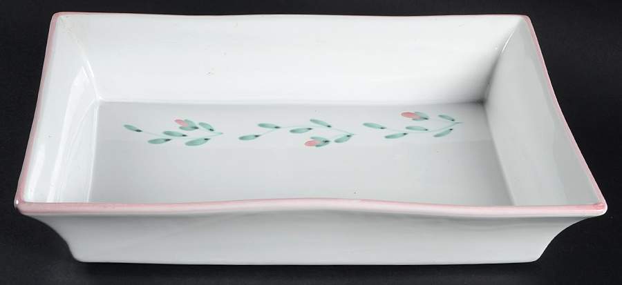Pink Garland 13"  Rectangular Baker by Caleca-1