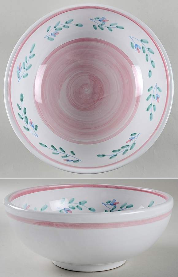 Pink Garland 12" Large Salad Serving Bowl by Caleca-1
