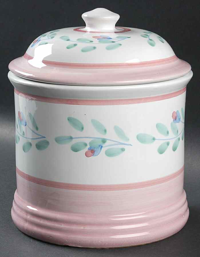 Pink Garland Extra Large Canister & Lid by Caleca-1