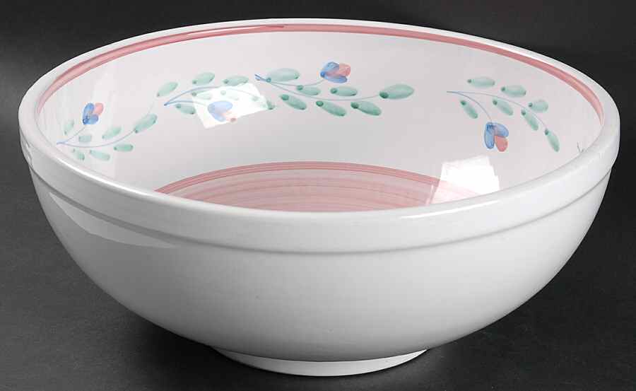 Pink Garland 13" Large Salad Serving Bowl by Caleca-1