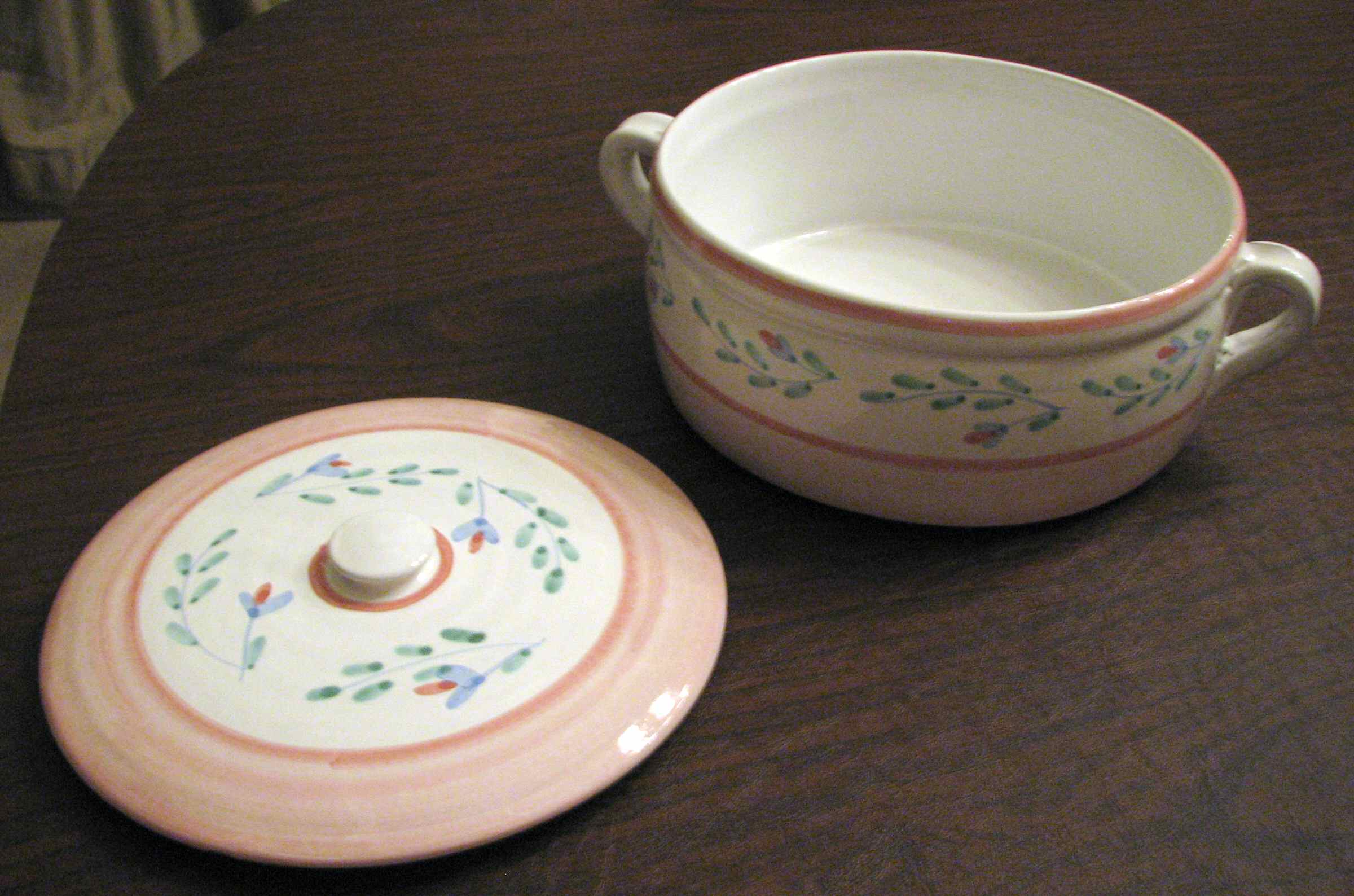 Pink Garland 5 Quart Round Covered Casserole by Caleca-1