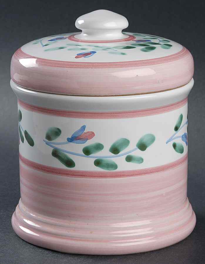 Pink Garland Medium Canister & Lid by Caleca-1