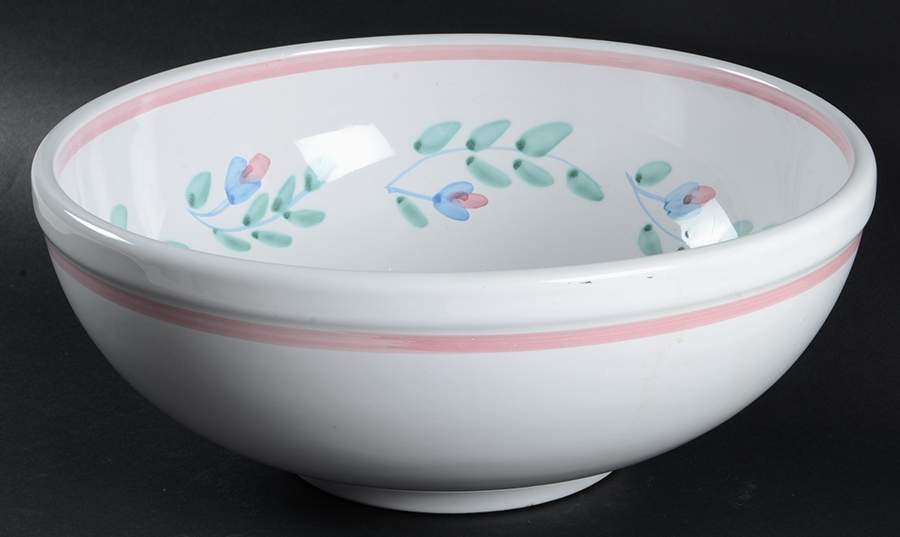 Pink Garland 13" Large Salad Serving Bowl by Caleca-1